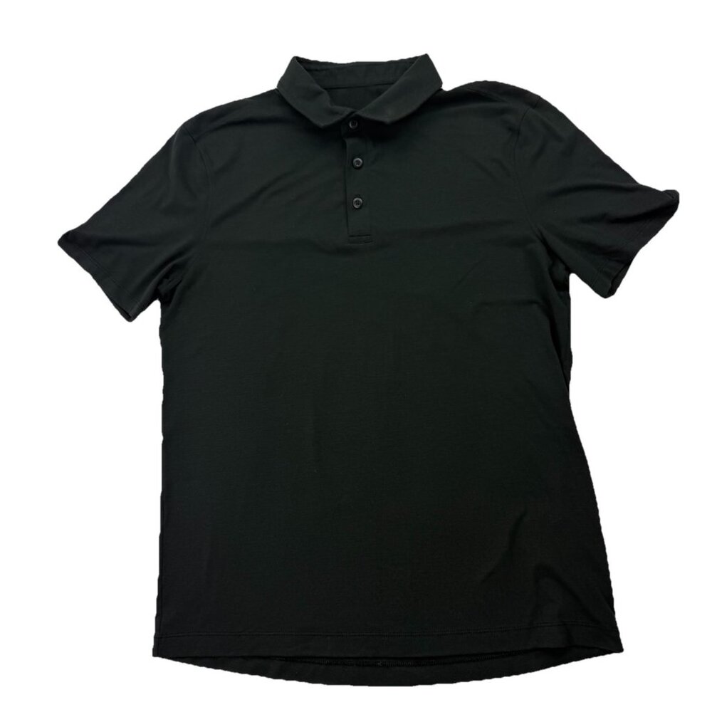 Lululemon Mens M Black Golf Evolution Stretch Short Sleeve Polo Shirt